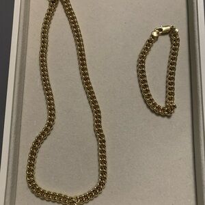 Gold Chain Necklace and Bracelet Set